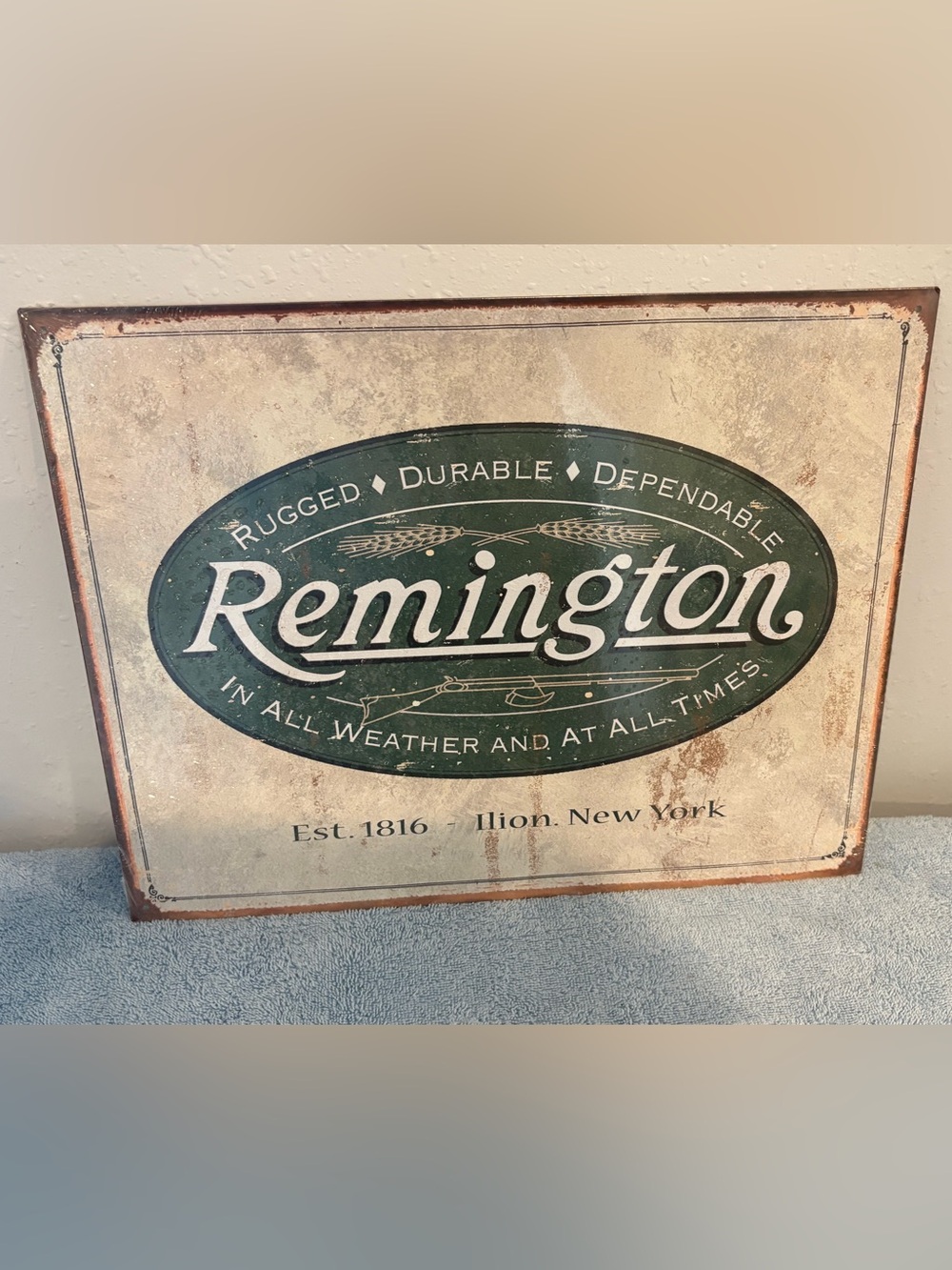 Remington Logo Metal Sign. 12.5”x16” vintage Design.